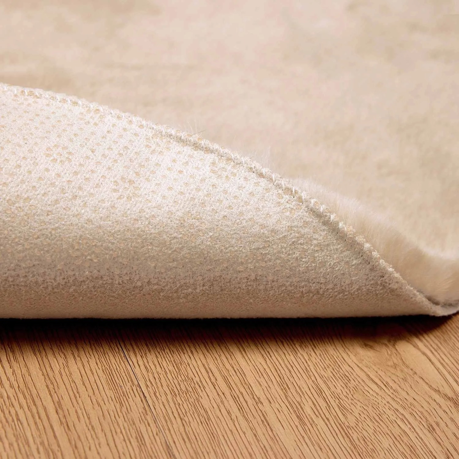 vidaXL Kunstfell Hasen Teppich Olite Taupe Ø 120 cm Polyester 42021757_8