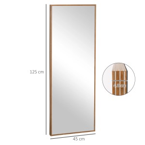 Rechteckiger HOMCOM Wandspiegel (125x45cm) mit Holzrahmen in Natur für Schlafzimmer und Garderobe.