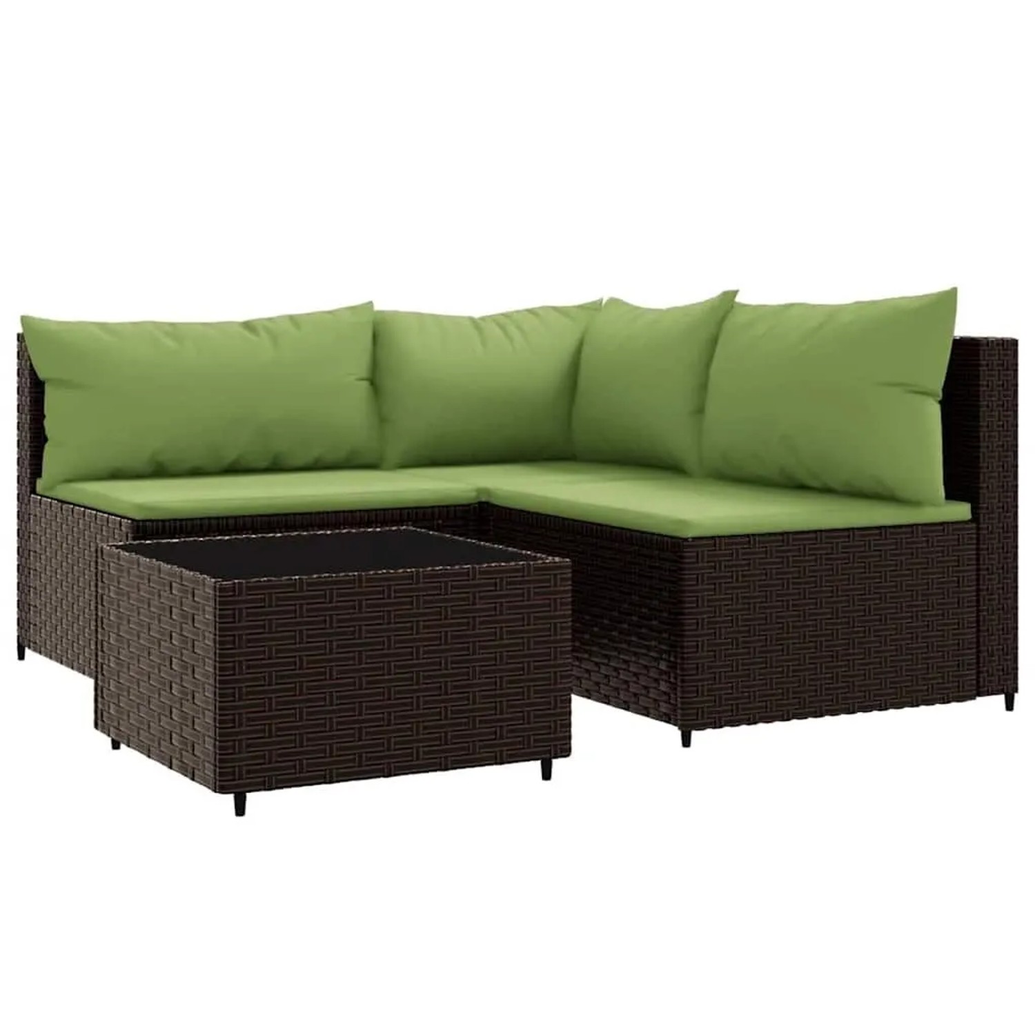 vidaXL 4-Tlg Garten-Lounge-Set mit Kissen Braun Poly Rattan 319829