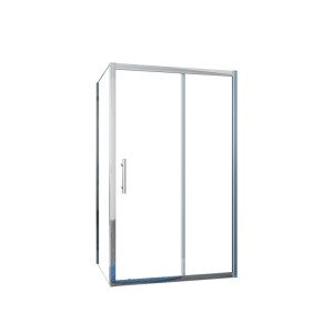 Duschparadies Eckeinstieg Duschkabine 120x90cm mit Schiebetür, 8mm Nano Glas und Chromrahmen.