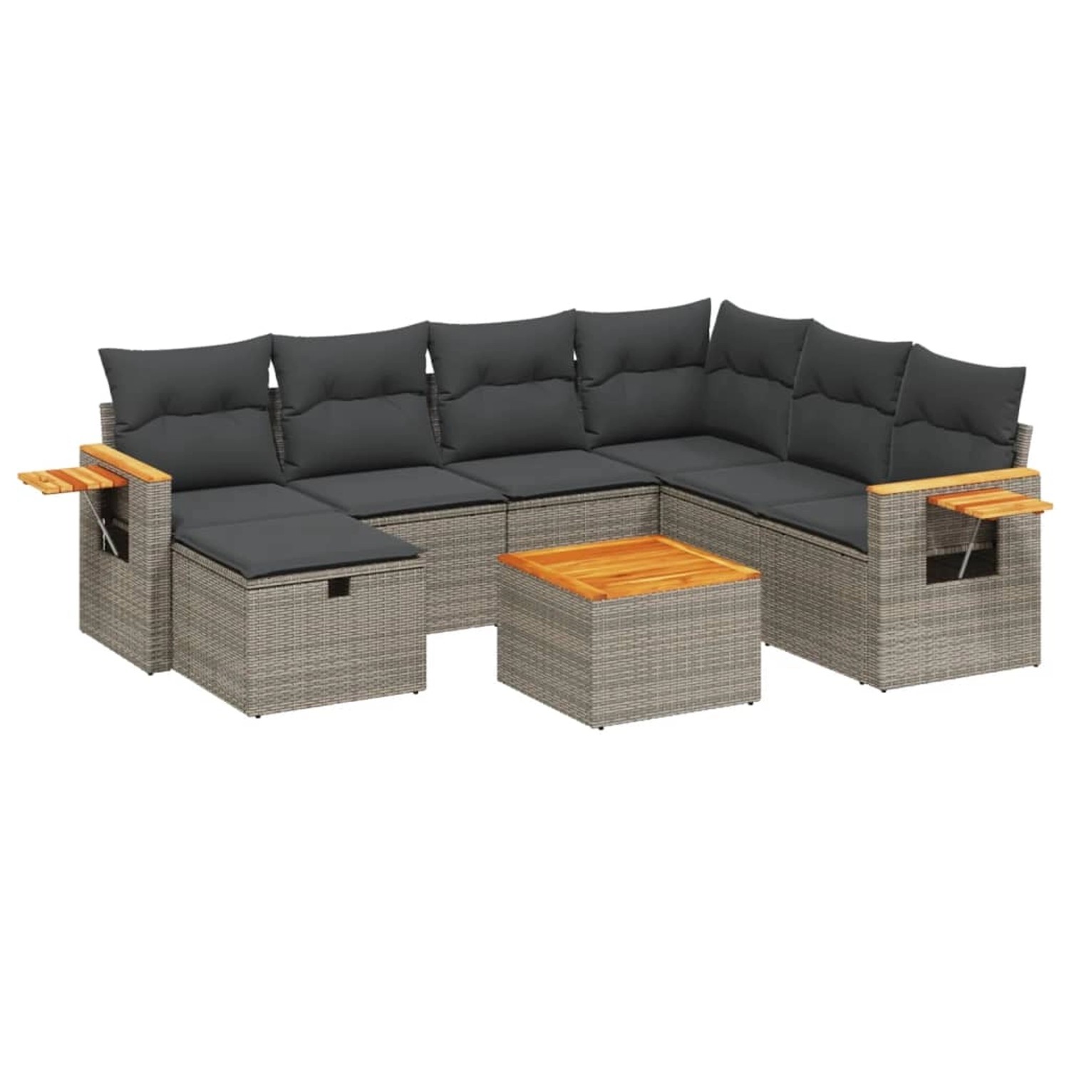 vidaXL 8-Tlg Garten-Sofagarnitur mit Kissen Grau Poly Rattan 3265554 günstig online kaufen