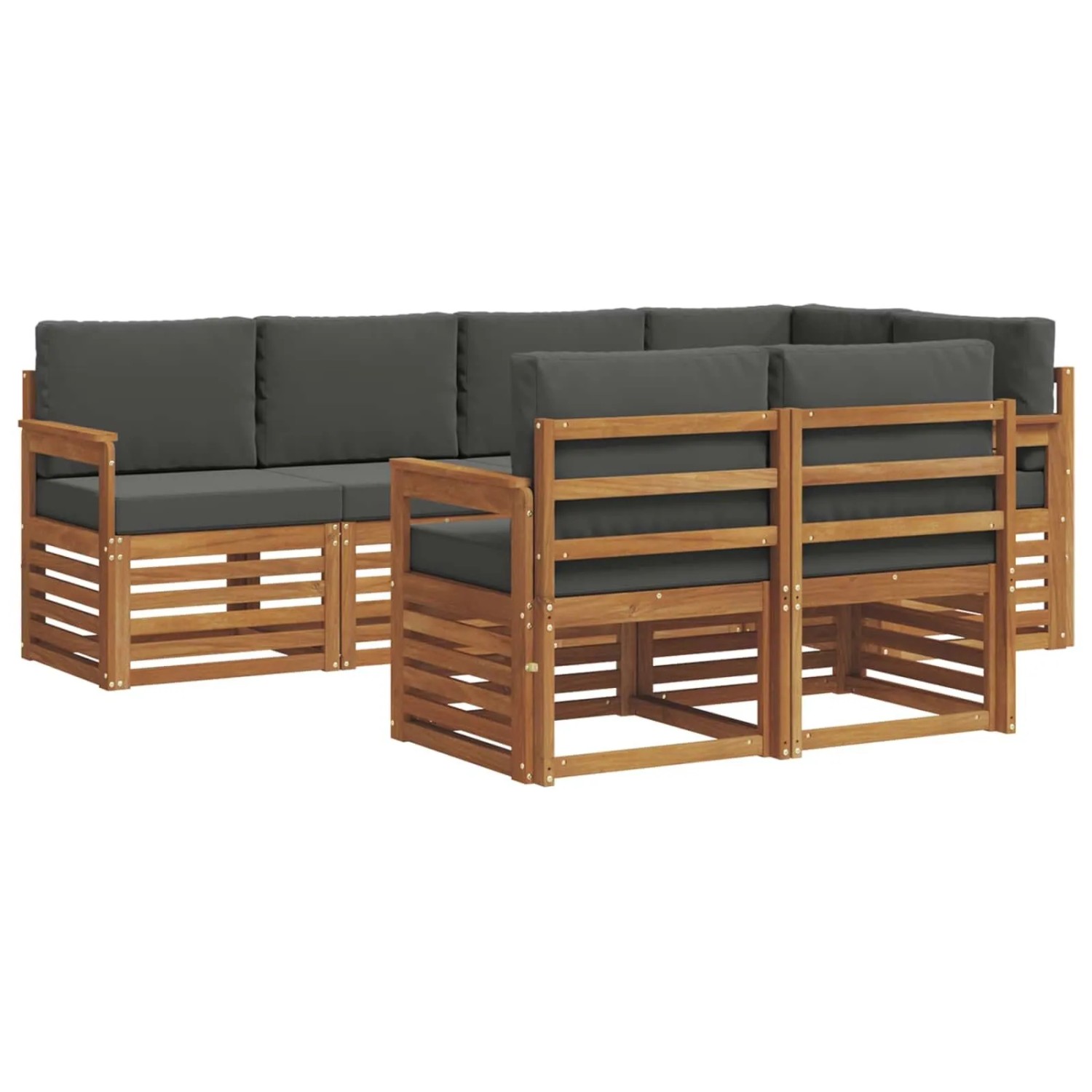 vidaXL Sofagarnituren 7 Tlg Natur und Anthrazit Massivholz Akazie 3374957