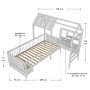 Weißes Juskys Kinderbett Yari 90x200 mit Schreibtisch und Schublade.