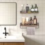 Songmics Wandregal-Set Barnet, 2-teilig, braun-schwarz, mit Handtuchhalter im Badezimmer.