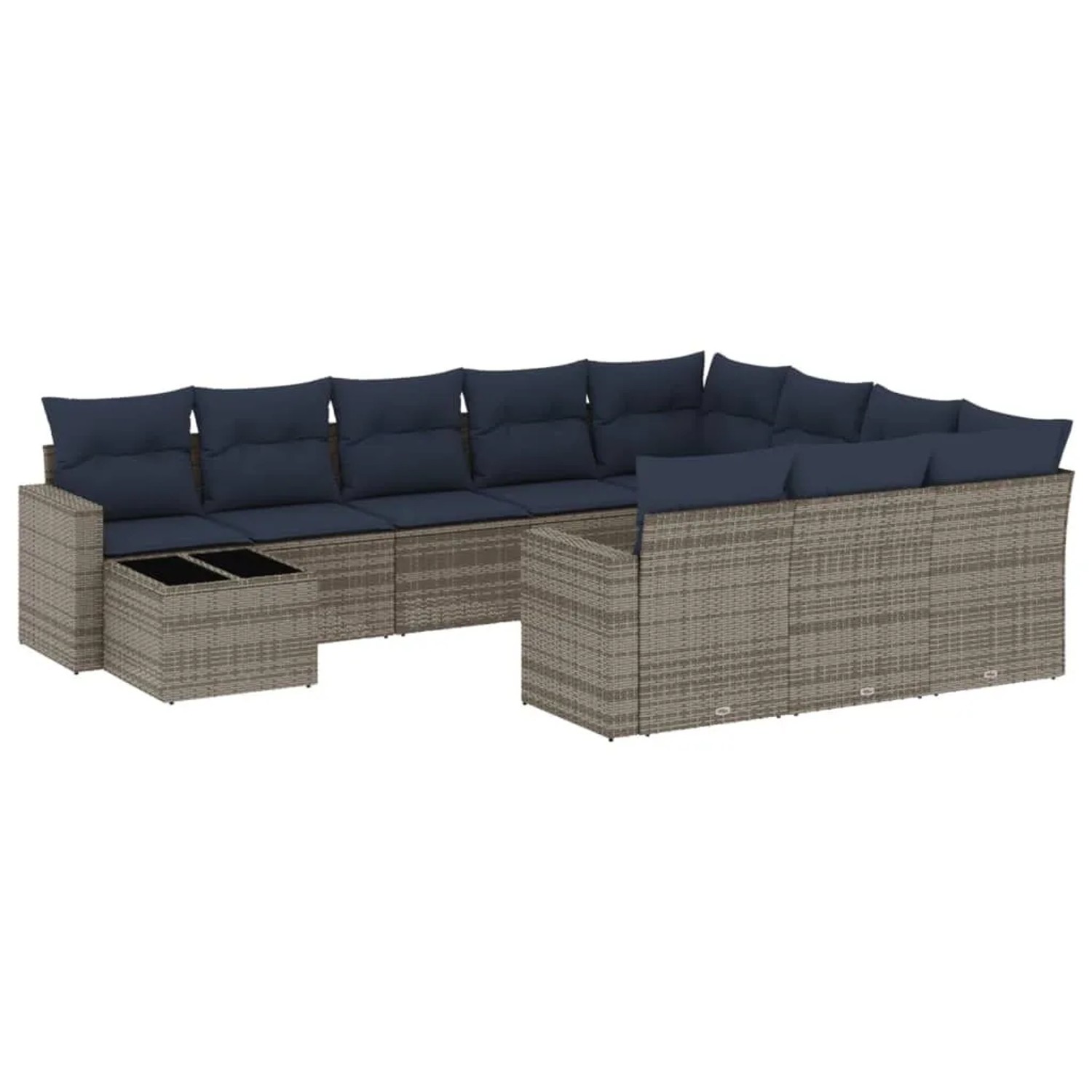 vidaXL 11-Tlg Gartensofa-Set mit Kissen Grau Polyrattan 3219521 günstig online kaufen