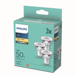 Philips LED GU10 Reflektor R50, 4,6W, 3er-Set in Verpackung. Warmweißes Licht.