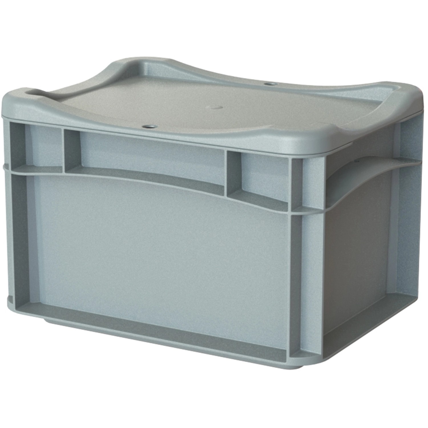 Set 2 Contenitori Eurobeh&auml;lter 30x20x17 Cm Grigi - Impilabili, PP Resistente - Made In Germany