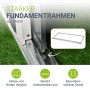 Detailaufnahme: Metall Fundamentrahmen des Juskys Gerätehaus S mit Pultdach in Anthrazit.