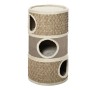 PawHut Kratzbaum mit 3 Ebenen, beige-brauner Sisal-Oberfläche und weichen Höhlen. Robustes Katzenmöbel.