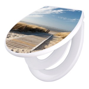 Banjado WC-Sitz mit Kindersitz und Dünen-Motiv. WC-Deckel aus Polypropylen mit Absenkautomatik.