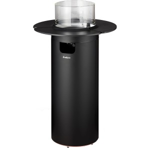 Schwarzes Enders Gas-Terrassenfeuer Nova mit Glaszylinder und Ablagefläche.