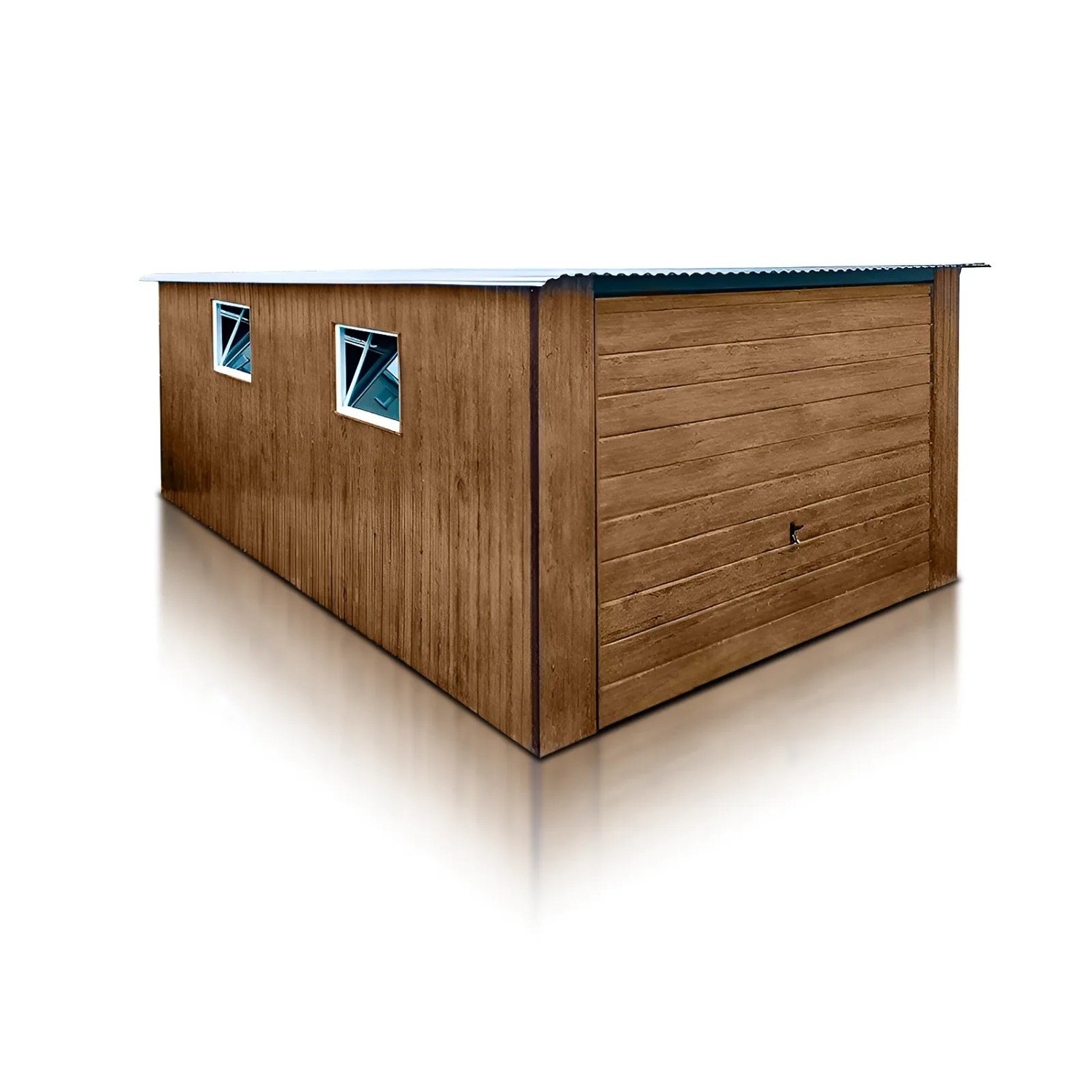 Liderstal Einzelgarage Premium aus Blech 300 x 500 cm Holzoptik Pultdach Schwingtor