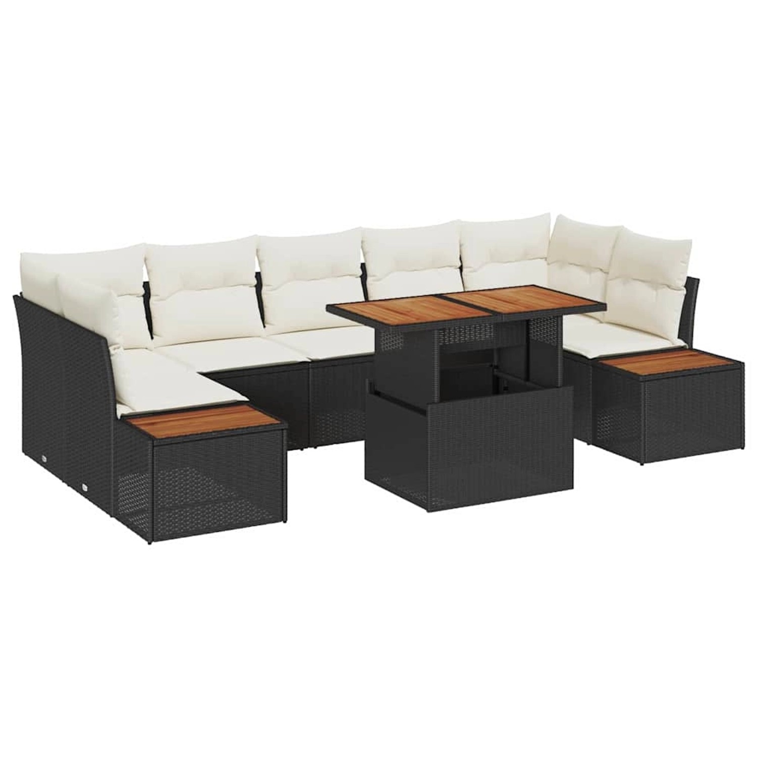 vidaXL Garten-Sofa-Set mit Speicher 8-Tlg Schwarz Poly Rattan 3358781 günstig online kaufen