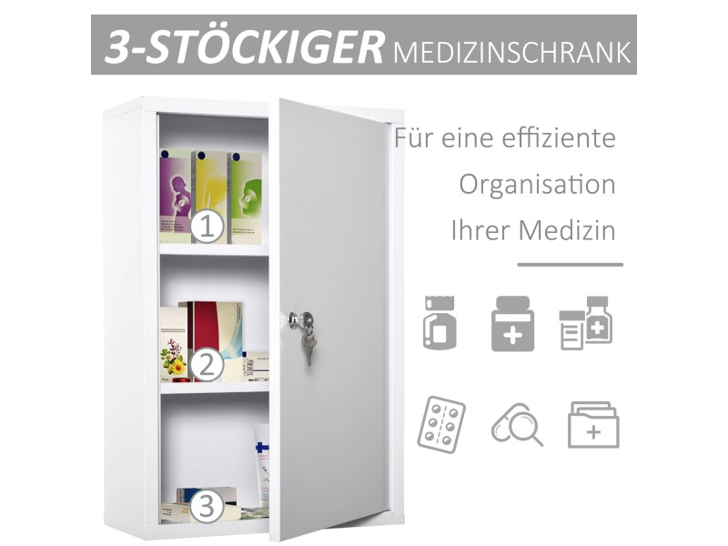 Medikamentenschrank Mit Schloss - Abschließbarer Wandschrank Für Arzneimittel