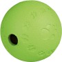 Grüner Jollypaw Snackball aus Naturgummi mit Pfotenabdruck und Loch für Leckerlis.