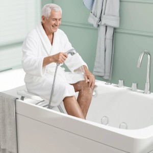 Costway Duschhocker 49-52,5 cm Höhenverstellbar Bis 150 kg Weiß