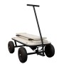 Schwarzer Sunny Bollerwagen Billy Beach Wagon mit Holzauflage und Luftreifen.