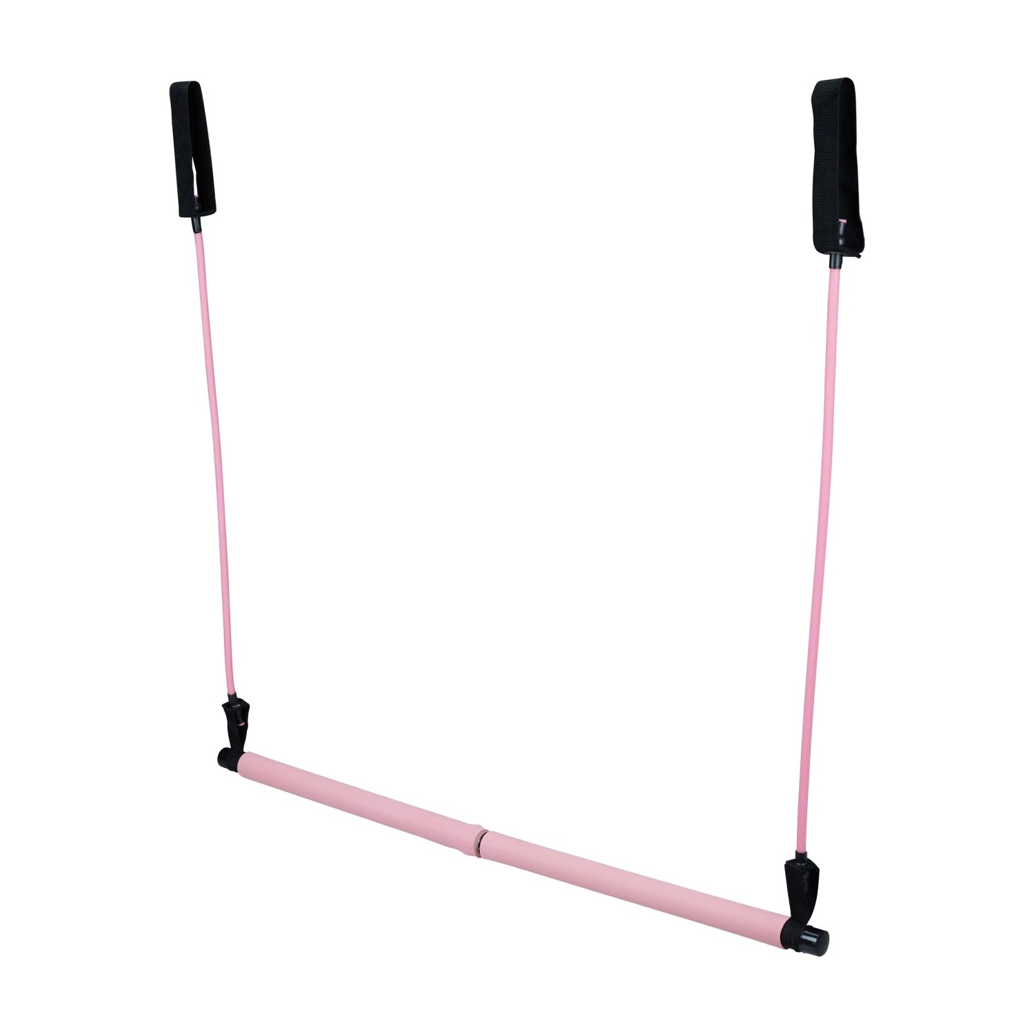 Relaxdays Pilatesstab mit Widerstandsbändern Stahl Pink Schwarz Zerlegbar 91 cm x 3 cm 0,6 kg