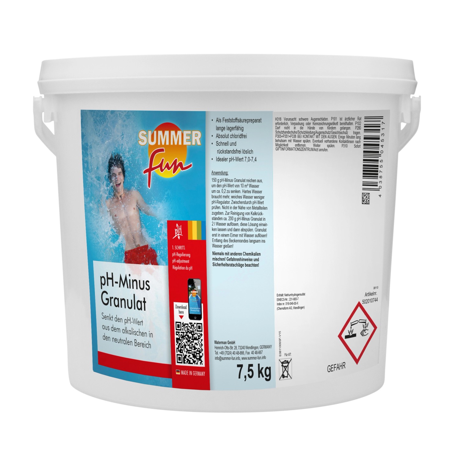 Summer Fun pH-minus Granulat Inhalt 7,5 kg