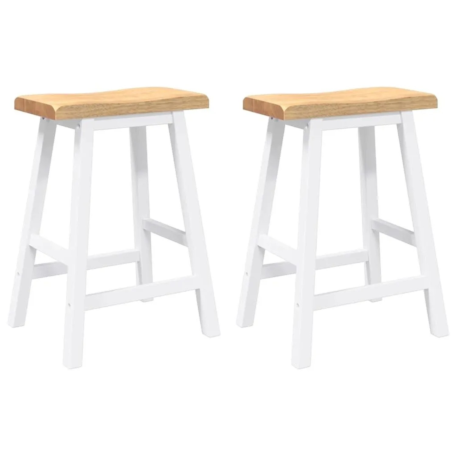 vidaXL Barhocker 2 Stk Weiß Massivholz Gummibaum 4102545