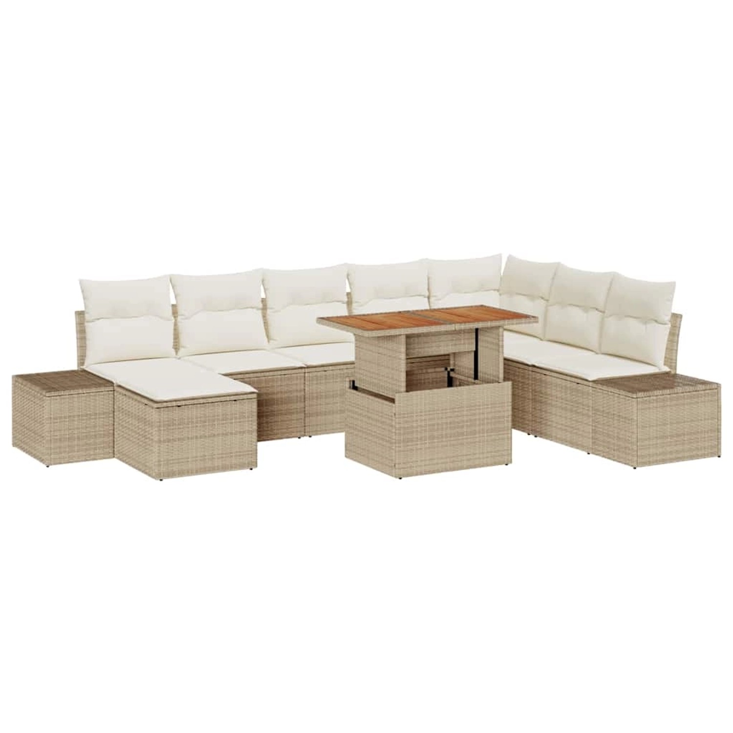 vidaXL Garten-Sofa-Set mit Speicher 9-Tlg Beige Poly Rattan 3358738 günstig online kaufen