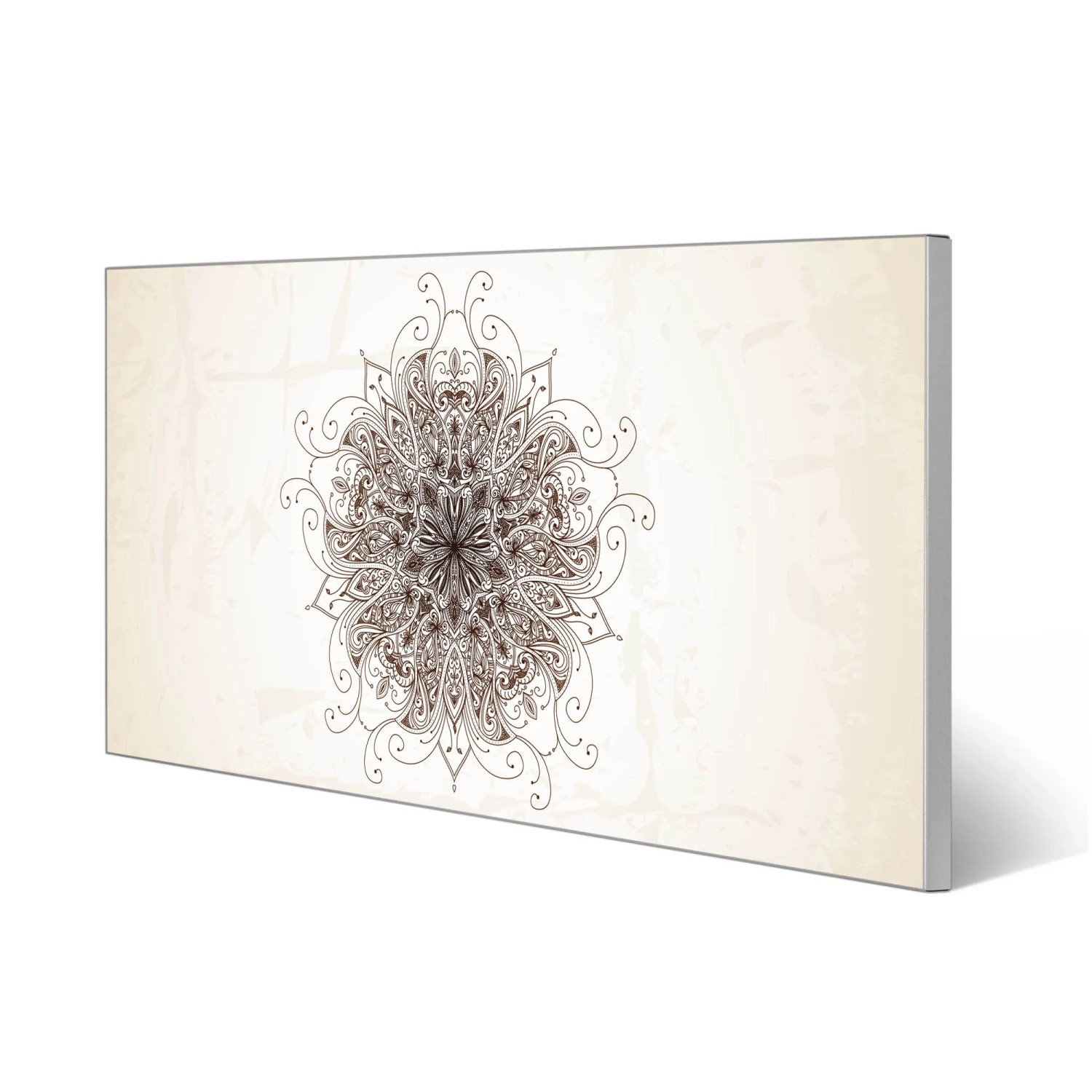 Silberne Magnettafel 78x37cm mit Mehendi-Motiv als Wanddekoration inklusive 4 Magnete.