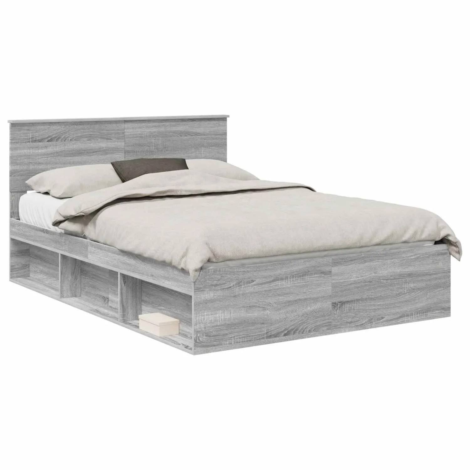 vidaXL Bettrahmen Grau Sonoma 140 x 200 cm Massives Kiefernholz 3410596