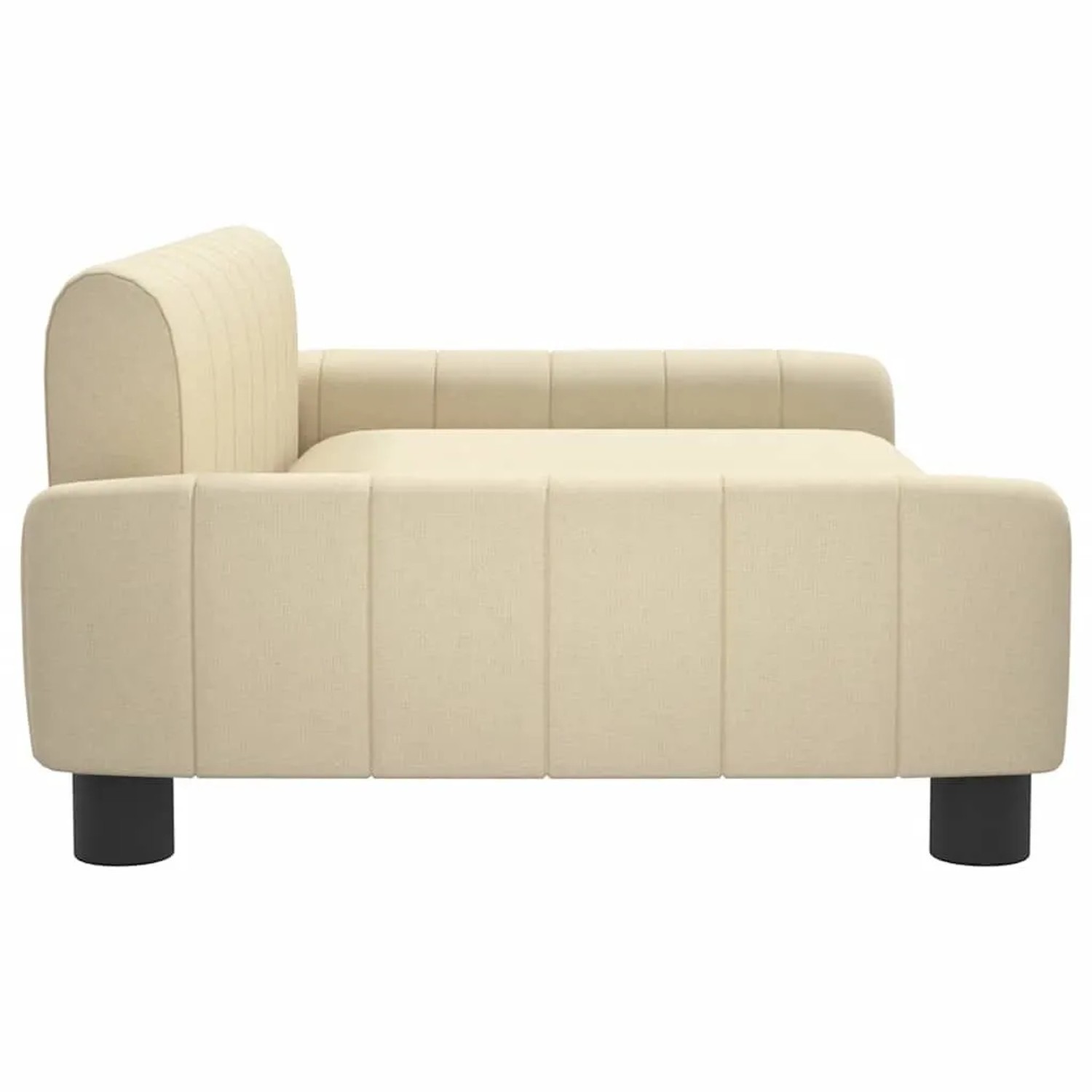 Cremefarbenes vidaXL Hundebett (90x53x30 cm) aus Stoff mit Holzrahmen.