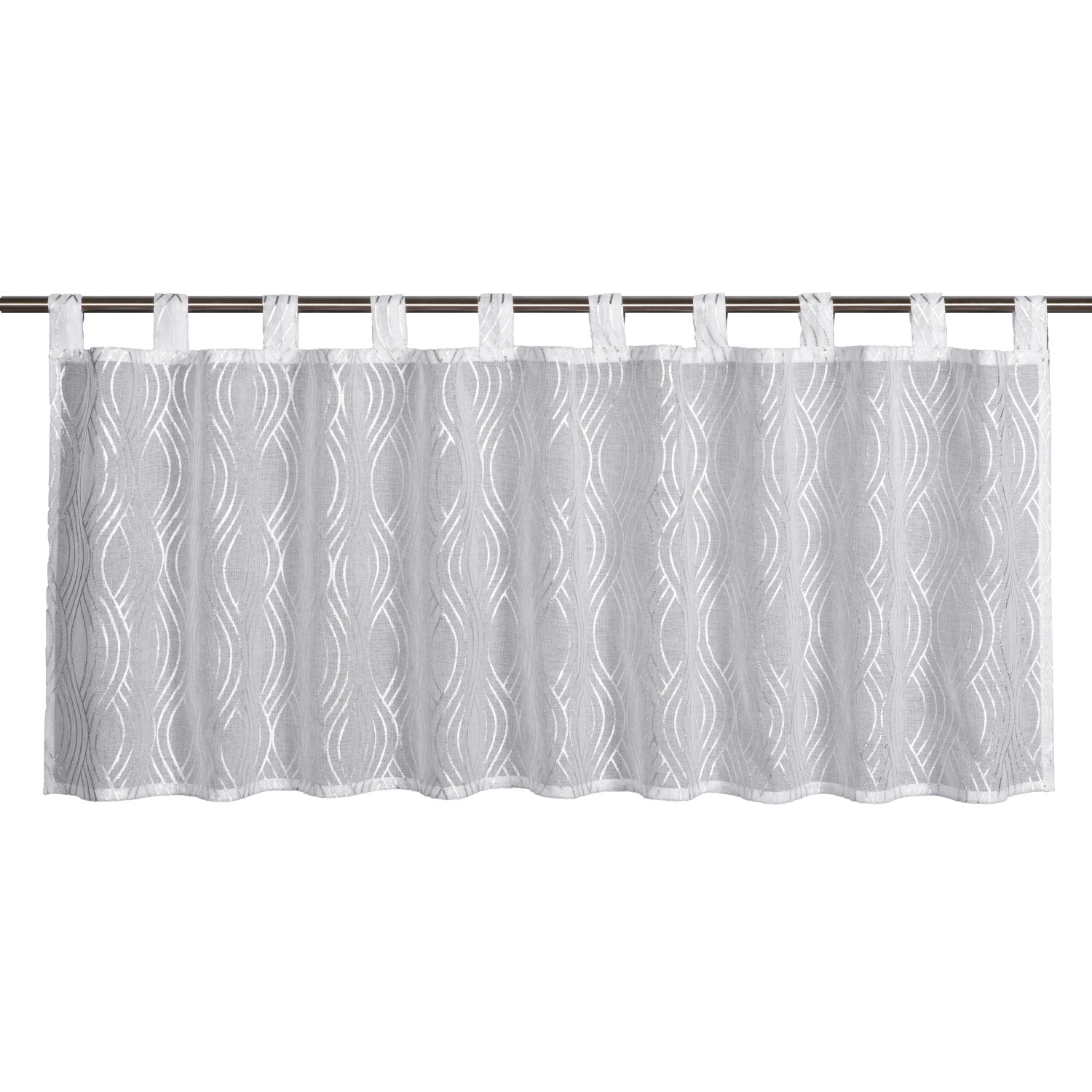 Sehlbach Bistrogardine Muschelmuster - Weiß, 135x45cm, Blickdicht, Mit Ösen