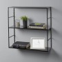 Schwarzes Metall-Regal Pinnock, 60x60x20 cm, mit drei Regalböden zur Wandmontage.