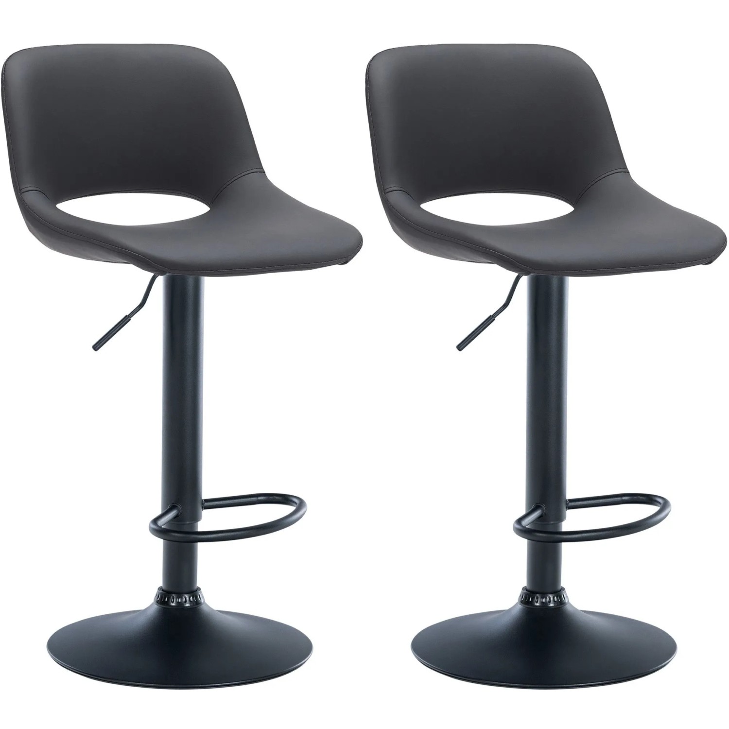 DELUKE Barhocker 2er Set JAKSON Schwarz Kunstleder Schwarz Barstuhl Mit Lehne Tresenhocker Tresenstuhl