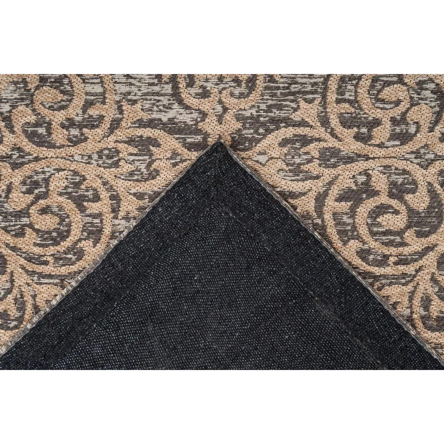 Beiger Kurzflor Teppich im Vintage-Look mit orientalischen Mustern, 160x230 cm.