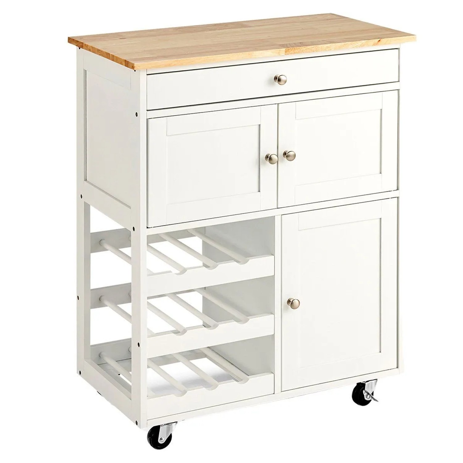 Costway Küchenwagen Auf Rollen Beistellwagen Küchenregal Holz Weiß günstig online kaufen