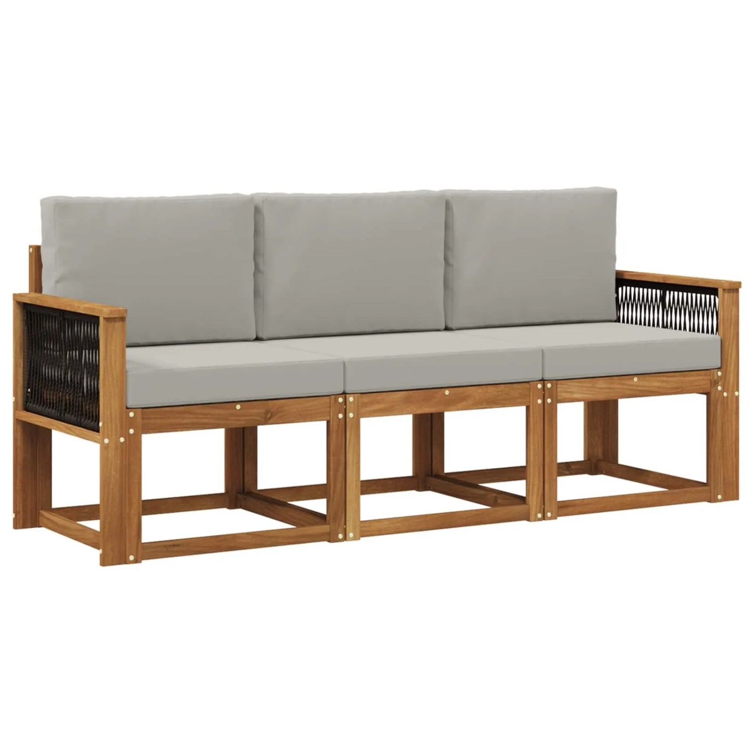 vidaXL Outdoor-Sofagarnitur mit Kissen 3 Stk Natur und Hellgrau 3384952