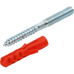 Stockschraube M8 x 80 mm mit Dübel (10 Stück) aus verzinktem Stahl, geeignet für Beton, Mauerwerk und Holz.