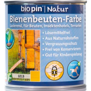 Biopin Bienenbeutenfarbe Gelb, lösemittelfreie Holzlasur für Bienenhäuser und Insektenhotels.