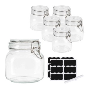 Relaxdays Einmachgläser 6er Set Glas Transparent Luftdicht mit Bügelverschluss 12,5 cm x 11,5 cm 750 ml