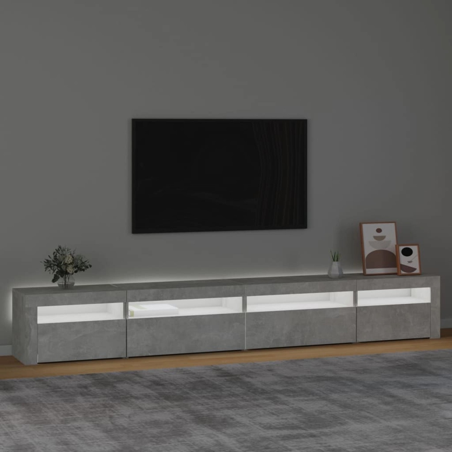 VidaXL TV-Schrank mit LED-Leuchten Betongrau 270x35x40 cm günstig online kaufen