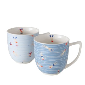 Boltze Becher Schwimmer, 2-fach sortiert, mit maritimen Motiven in Blau und Weiß.