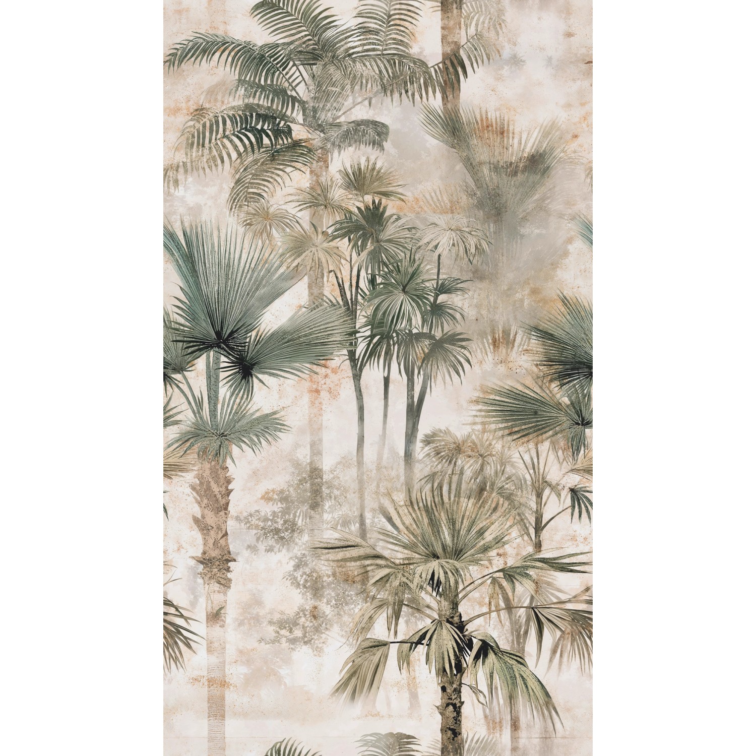 A.S. Creation Fototapete Palmen Floral 1,59 m x 2,8 m Beige-Grün FSC® günstig online kaufen