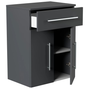 Posseik Badmöbel Levana Gr. XL in Grafit mit Schublade und Schranktüren. Bad-Einbauschrank für mehr Stauraum.