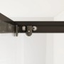 Detailaufnahme: Schwarze, matte Duschkabine baliv DUK-90.12E mit Eckeinstieg und Rollen.
