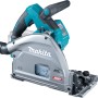 Makita Akku-Tauchsäge SP001GZ03 im Makpac. Handkreissäge mit blau-schwarzem Gehäuse und silberner Abdeckung.