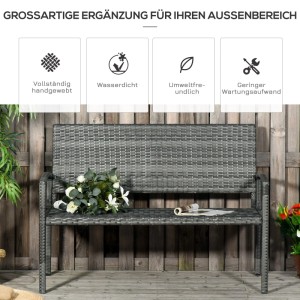 Outsunny Gartenbank in Rattanoptik mit Stahlrahmen