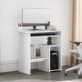 Weißer HOMCOM Computertisch (80x45x75cm) mit Fächern für PC, Tastatur und Ablage.
