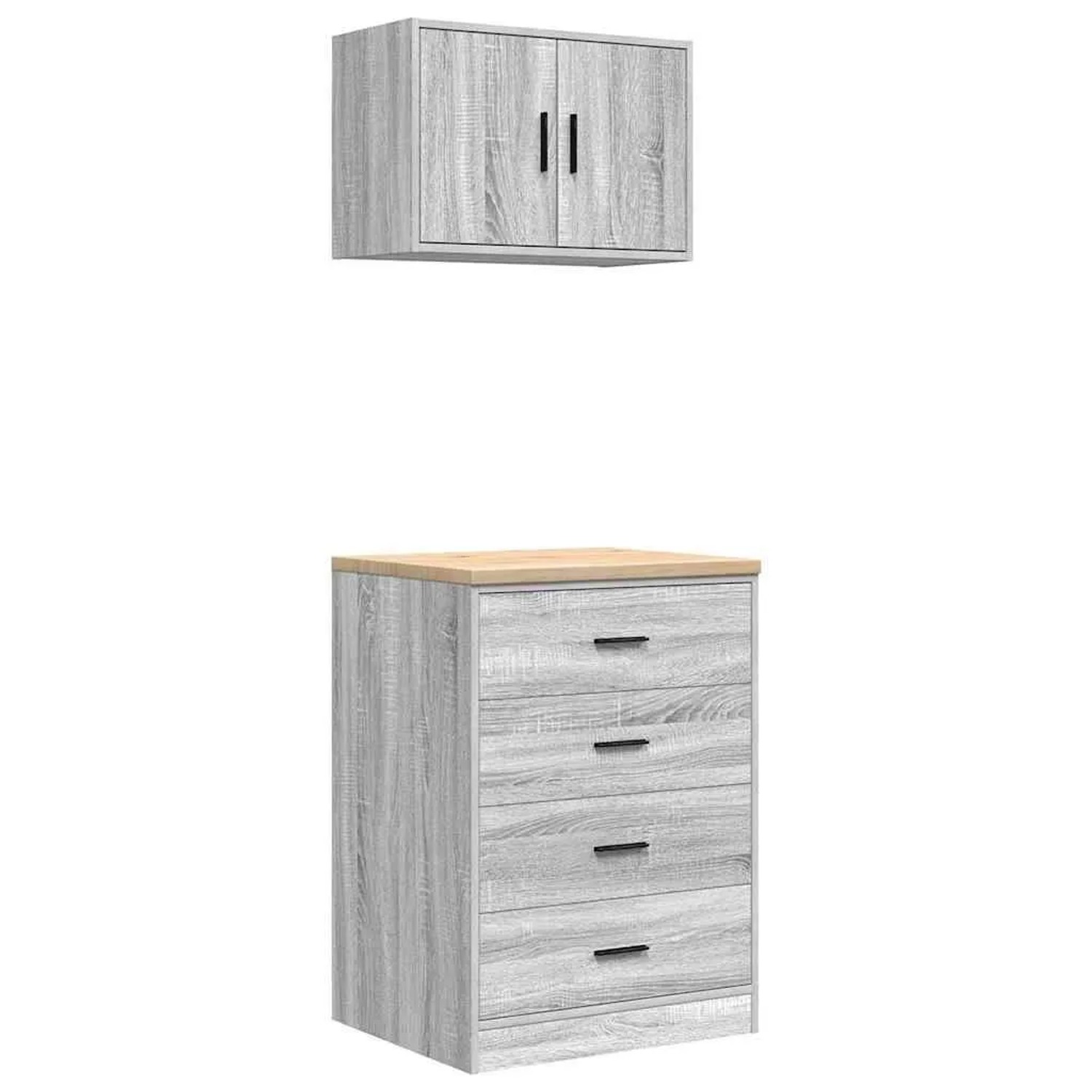 vidaXL Garagenschränke 2 Stk Grau Sonoma Holzwerkstoff 3328337