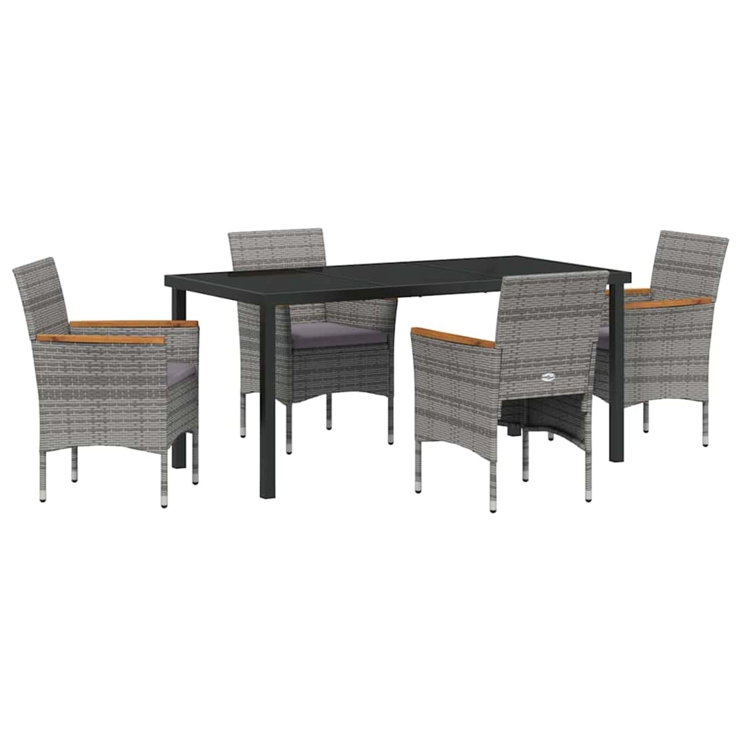 vidaXL Garten Essgruppe mit Kissen 5-Tlg Grau Poly Rattan 3379761 günstig online kaufen