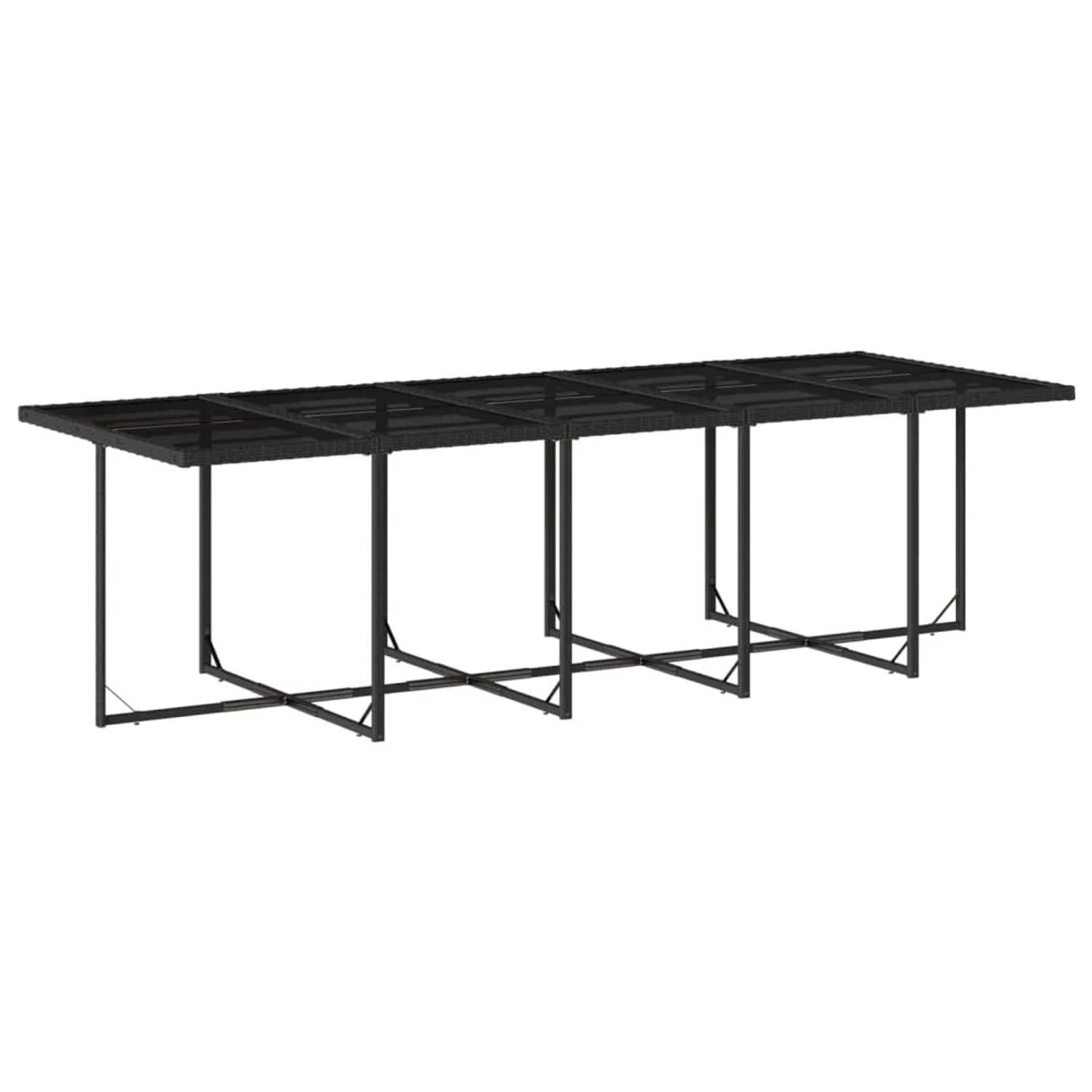 Schwarze vidaXL Garten-Essgruppe aus Polyrattan, 15-teilig, mit Tisch und Stühlen. Ideal für Garten und Terrasse.