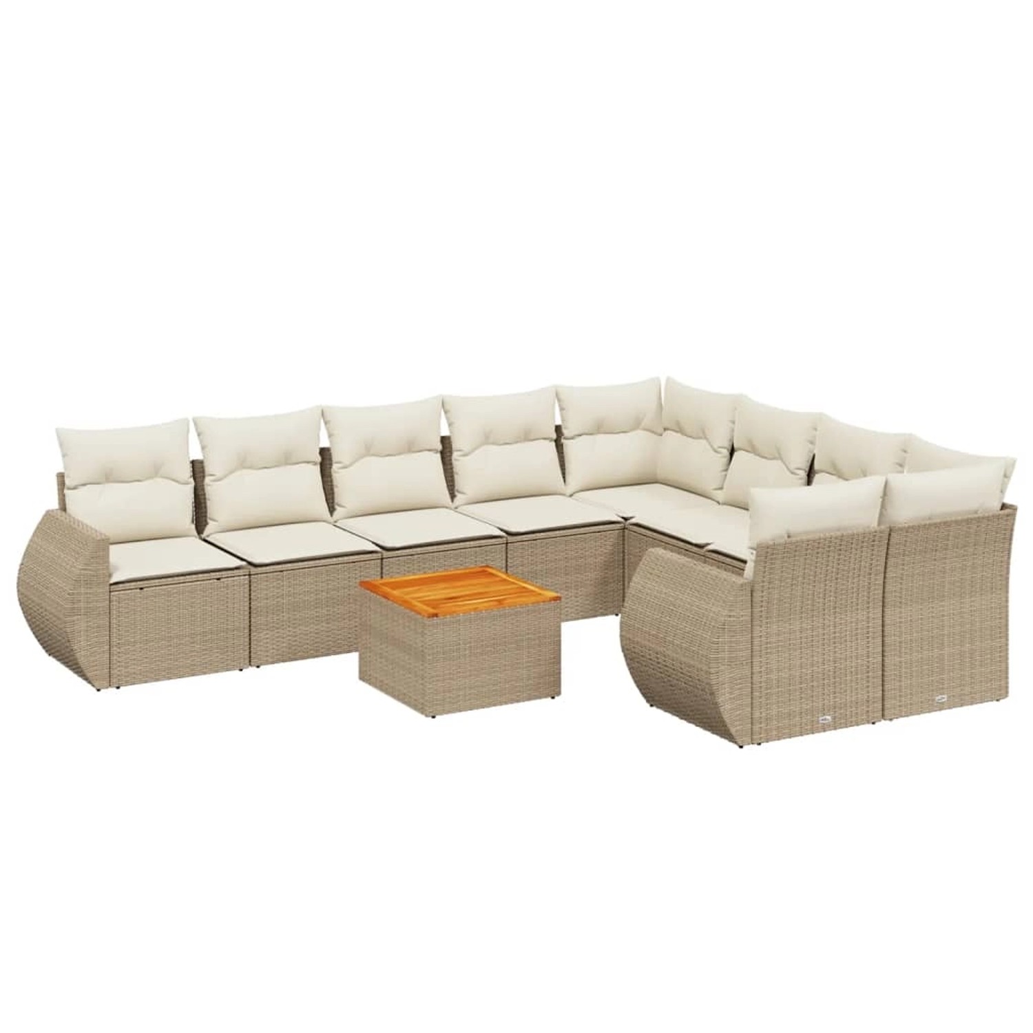 vidaXL 10-Tlg Garten-Sofagarnitur mit Kissen Beige Poly Rattan 3257493 günstig online kaufen