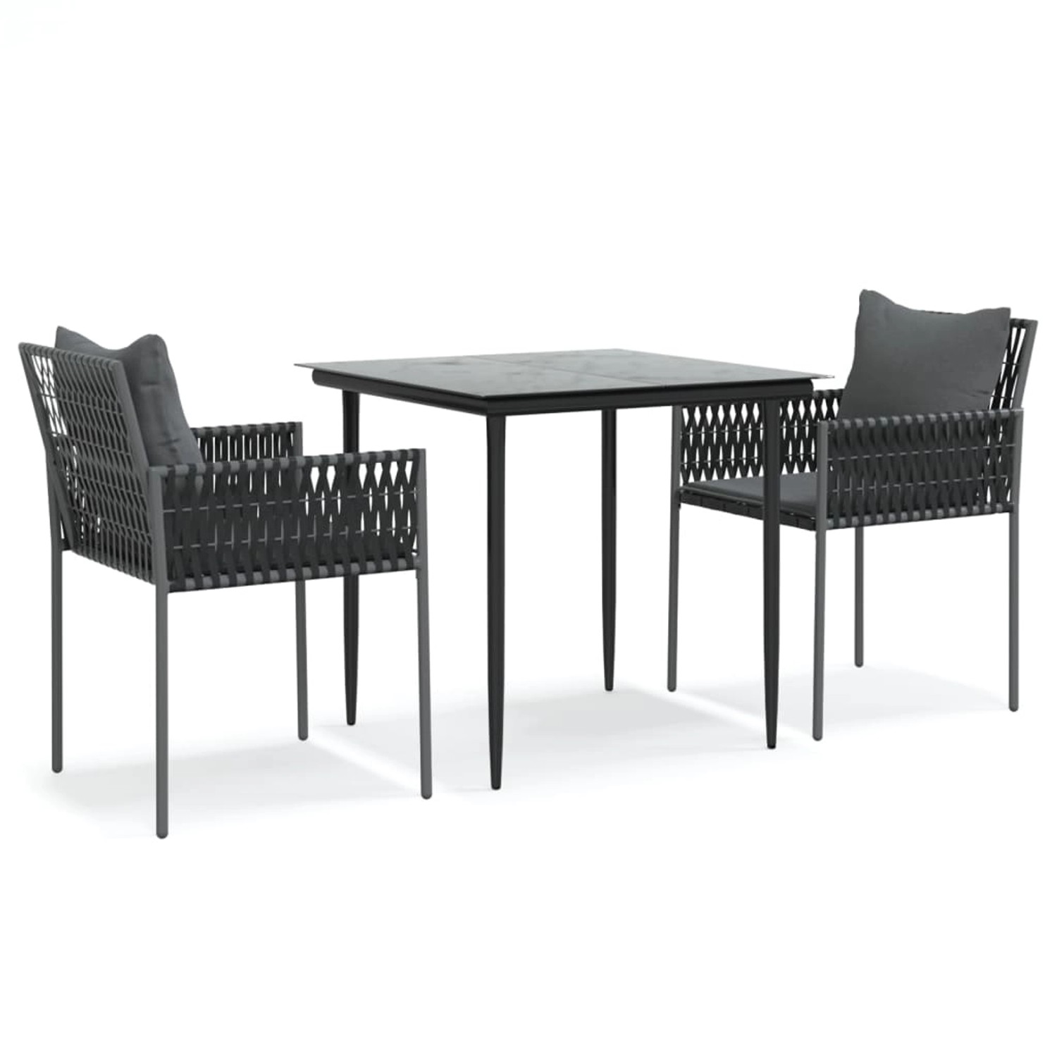 vidaXL 3-Tlg Garten-Essgruppe mit Kissen Poly Rattan und Stahl 3187051 günstig online kaufen